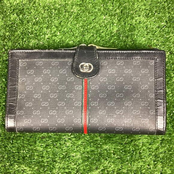 Vintage Gucci Monogram Kiss-lock Tri Fold Wallet